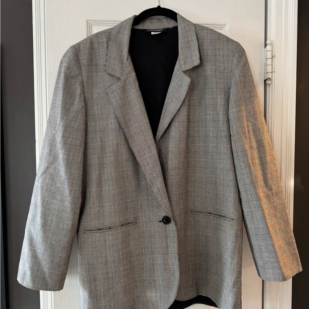 Vintage 90s Counterparts Classic Gray Checkered Blazer